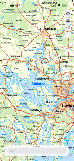 Topographic map of the Mälaren region